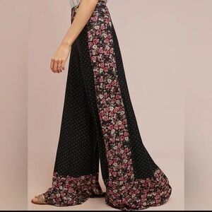 NWT FARM RIO x Anthropologie Floral Polka Dot Wide Leg Boho Pants, Size SMALL